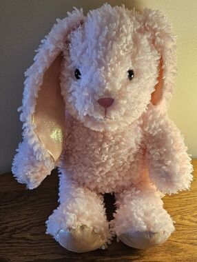 Build-A-Bear Workshop Plush Pink Bunny Stuffed Animal with Shimmery Ears & Feet